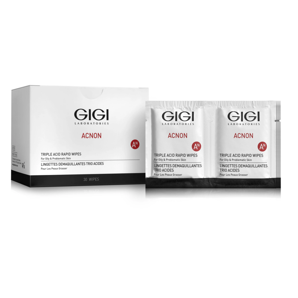 Gigi Acnon Triple Acid Rapid Wipes 30st - Belrue